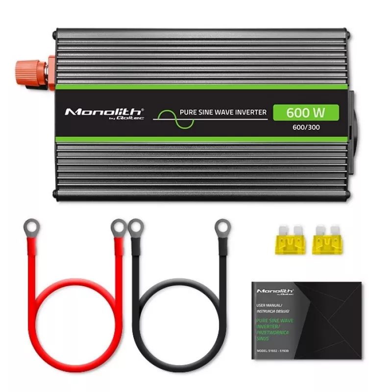 Qoltec Monolith maitinimo adapteris / keitiklis automobiliui 600 W juodas