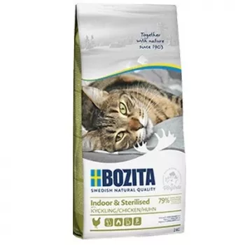 Sausas kačių ėdalas BOZITA Indoor & Sterilised Chicken 10 kg – suaugusioms vidaus ir sterilizuotoms katėms, 32% baltymų, 14% riebalų