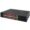 Tinklo jungiklis QOLTEC 52292 – Gigabit Ethernet PoE, 16x RJ45, 2x RJ45 uplink, 2x SFP