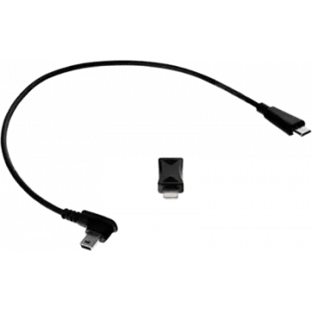 USB duomenų laidas hibridinis microUSB į microUSB ir Lightning, juodas, modelis 0-07-0258-0.08_LF
