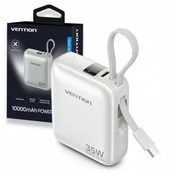 Powerbank Vention FHEN0 Li-polimerinis 10000 mAh 35 W USB-C 1 prievadas Baltas