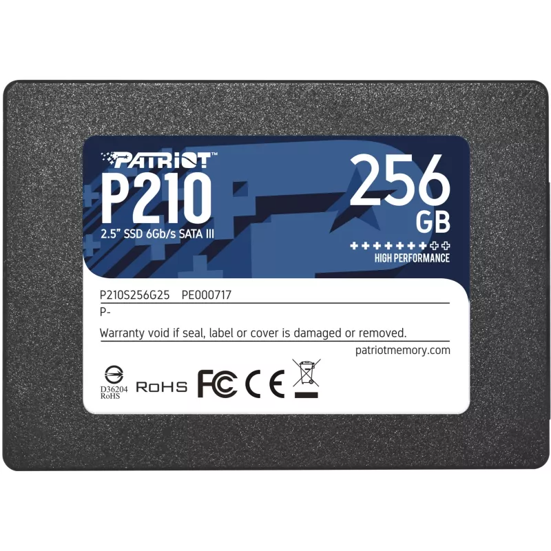 2,5 colio SATA III SSD Patriot P210 256 GB – 500 MB/s skaitymas, 400 MB/s rašymas, 7 mm