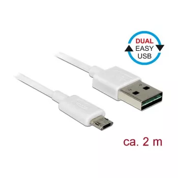 USB kabelis DeLOCK 84808 USB 2.0 2 m USB A Micro-USB B Baltas