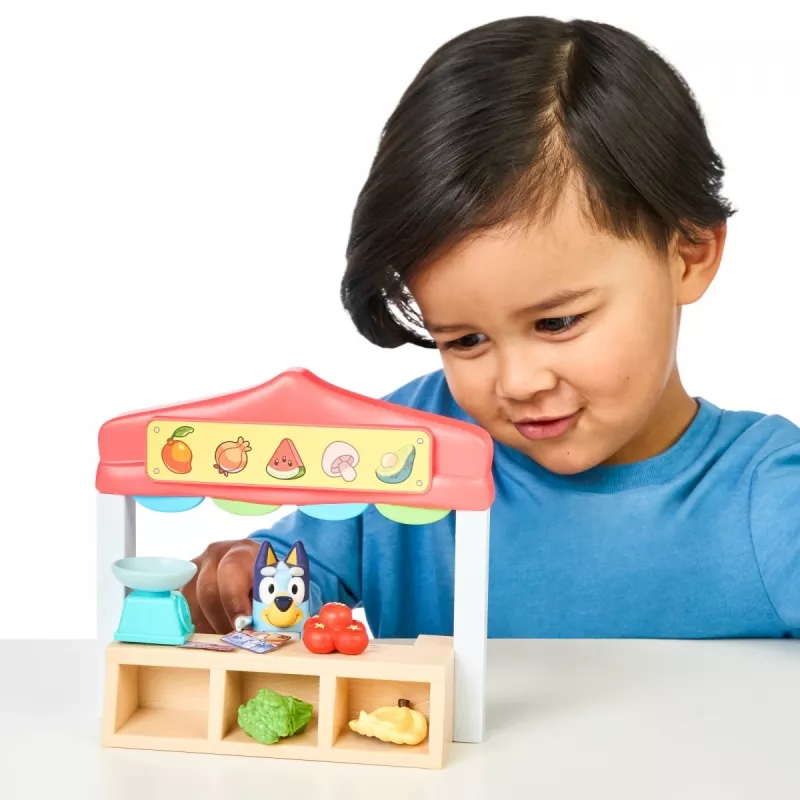 Žaislų figūrėlių rinkinys TMTOYS Mini Bluey Grocery store BLU17555 – mini personažų rinkinys vaidmenų žaidimams