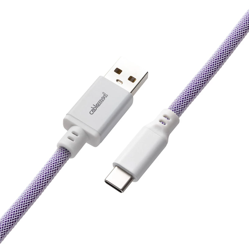 CableMod Classic Coiled CM-CKCA-CW-PW150PW-R klaviatūros kabelis spiralės formos, USB-C ir USB-A, 150 cm, Rum Raisin