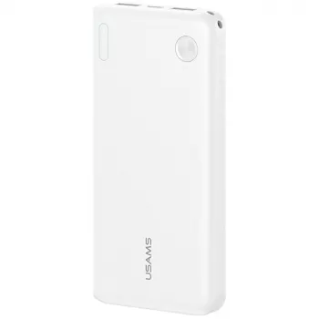 Power bank usams PB83 10000mAh PD 2×USB-A USB-C baltas