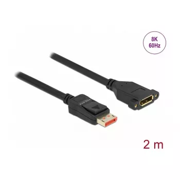DisplayPort ilginimo kabelis su skydelio montavimu DeLOCK 8K 60 Hz 2 m