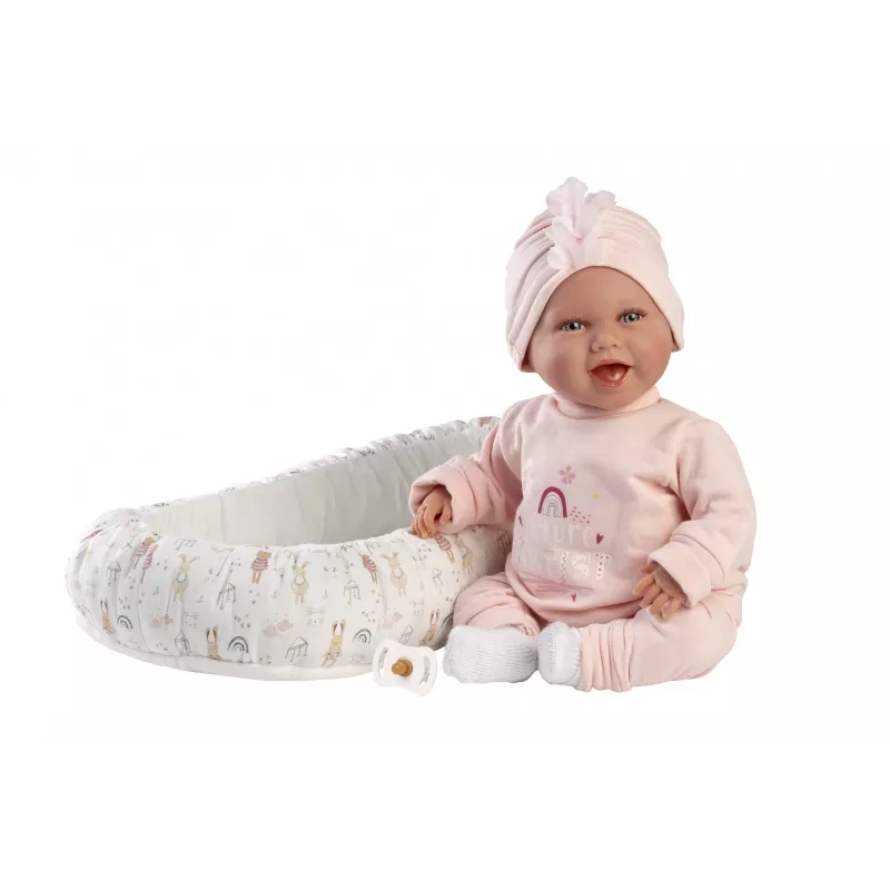 Lėlė kūdikis Llorens Mimi Baby 42 cm – realistiškas veidas, juokiasi, minkštas kūnas