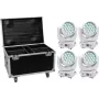 LED šviestuvų rinkinys EUROLITE TMH-X4 White – 4 šviestuvai su transportiniu dėklu ant ratukų