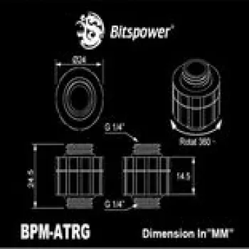 Rotacinis prailgintuvas BitsPower Artemis matt black — BPM-ATRG-MB