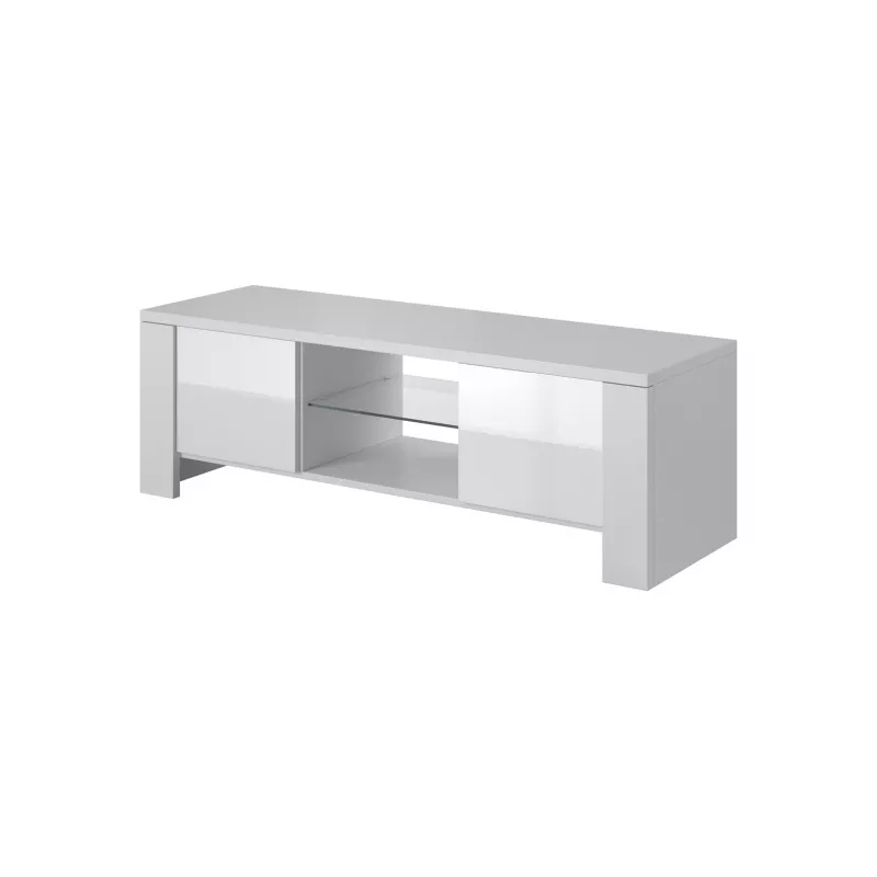 Cama TV stovas WEST 42/130/42 baltas/baltas blizgus