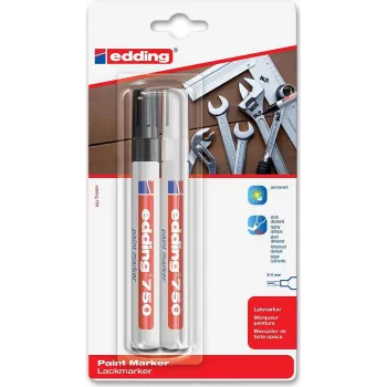 Markeris Edding 750 juodas baltas 2 vnt.