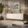 Komoda Cama LUCCA 4D, 200x40x80 cm, balta, medžio drožlių plokštė, 16 mm korpusas