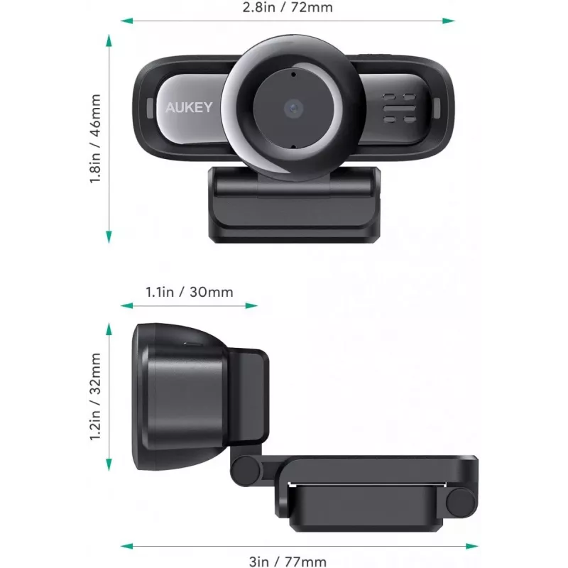 Webkamera AUKEY PC-LM3 2 MP 1920 x 1080 pikselių USB 2.0 Juoda