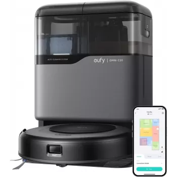 Anker Eufy Omni C20 | Robot dulkių siurblys su viskas viename stotele | Šlapias ir sausas valymas | 7000 Pa | Pilka