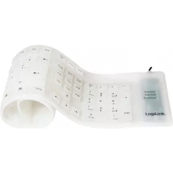 LogiLink Flexible Silikon-Tastatur, kabelgebunden, weiß - für den Markt: D / L / A - 1 Stück (ID0018A)