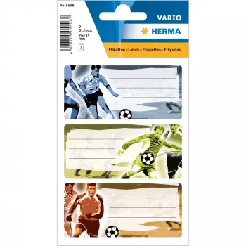 HERMA Football lipnūs etikečių rinkinys, stačiakampiai, daugiaspalviai, 9 vnt.