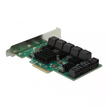 DeLOCK 16 prievadų SATA PCI Express x4 kortelė 6 Gbit/s žalia pilka