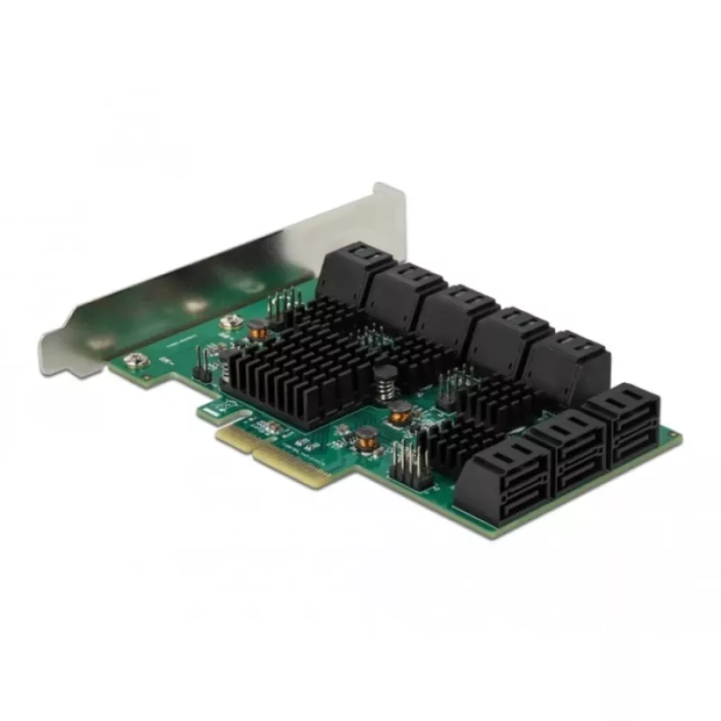 DeLOCK 16 prievadų SATA PCI Express x4 kortelė 6 Gbit/s žalia pilka