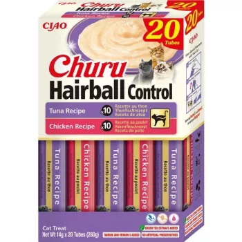 INABA Churu Hairball control Tunec ir vištienos receptas – skanėstai katėms – 20x14g