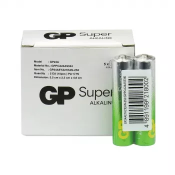 Šarminės AAA baterijos GP Battery SUPER 1,5 V – pakuotė po 10 vnt.