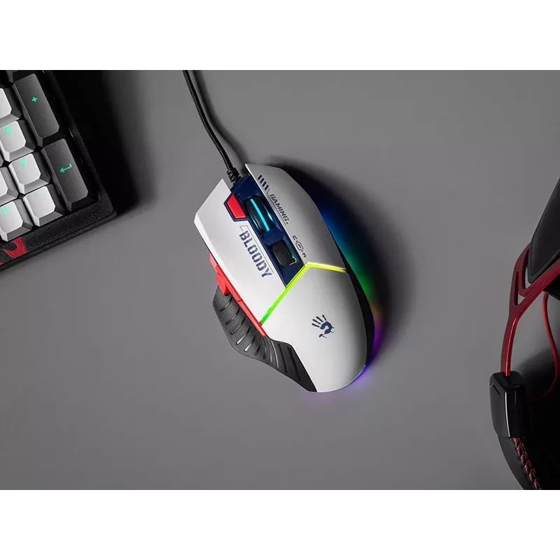 Žaidimų pelė A4Tech Bloody W95Max USB – dešinė ranka, balta, 12000 DPI, 1 ms, 250 ips, 125/2000 Hz