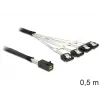 SAS kabelis DeLOCK 83392, 0,5 m, Mini SAS HD x4 SFF-8643 → 4x SATA 7p