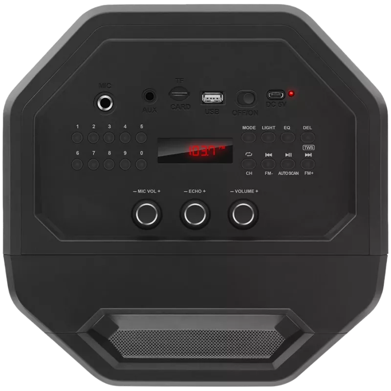 Garsiakalbis SVEN PS-600, juodas (50W, TWS, Bluetooth, FM, USB, microSD, LED ekranas, 4000mAh)