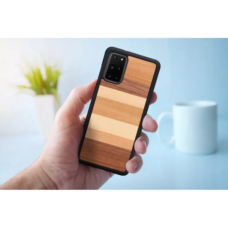 Apsauginis dėklas Samsung Galaxy S20+ iš natūralios medienos ir polikarbonato – juodas