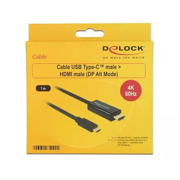 Laido adapteris vaizdui DeLOCK 85290 USB Type-C į HDMI 1 m Juoda