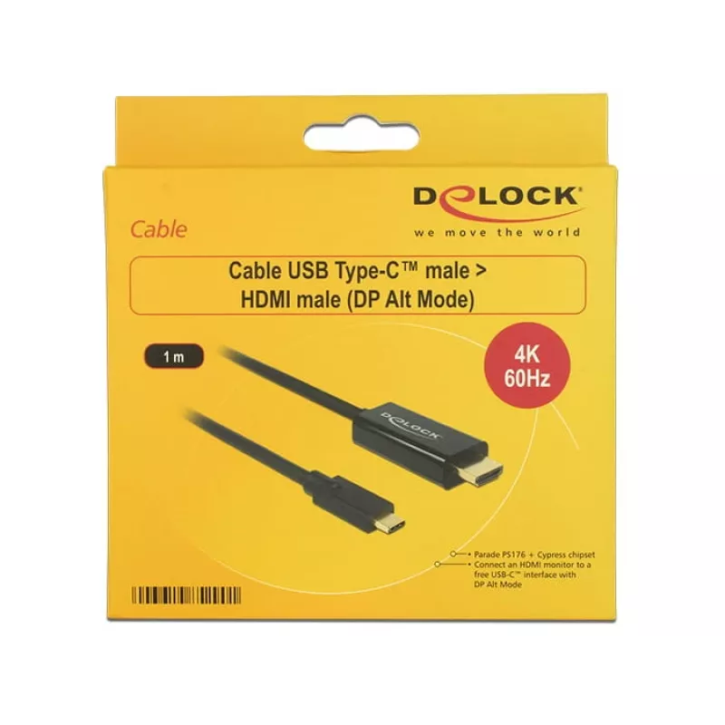 Laido adapteris vaizdui DeLOCK 85290 USB Type-C į HDMI 1 m Juoda