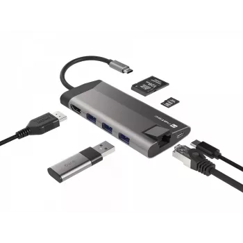 NATEC Fowler Plus USB Type-C juodai pilkas MicroSD SD centras
