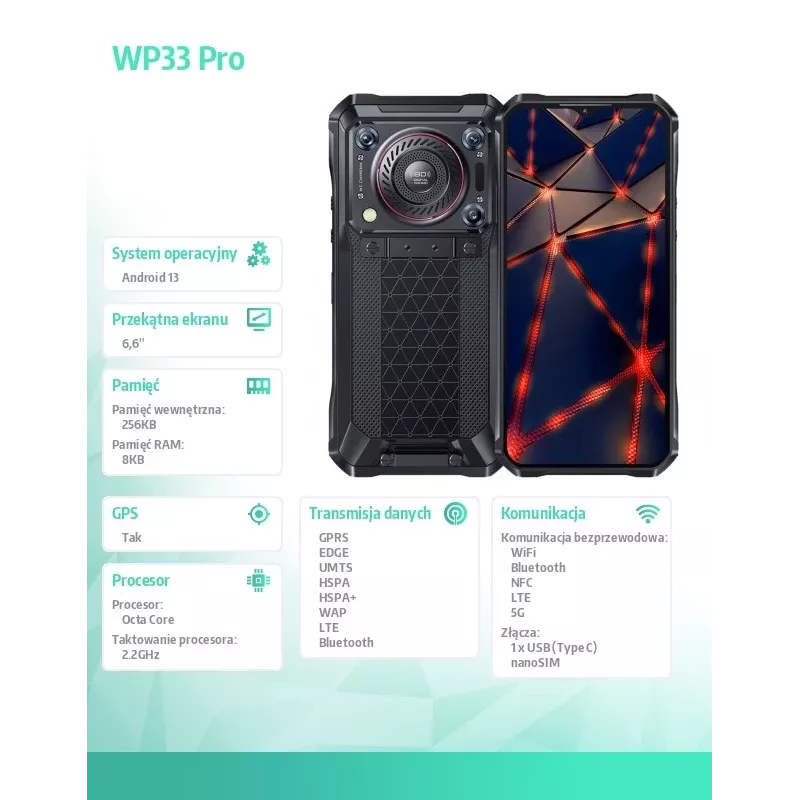 Išmanusis telefonas Oukitel WP33 Pro 5G, 8GB RAM/256GB, DS, 22000 mAh, Pilka