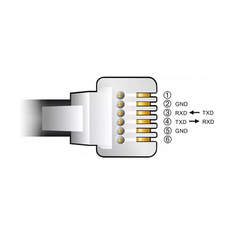 Adapterinis kabelis DeLOCK USB Type-A į RS-232 RJ12 su ESD apsauga 2 m juodas