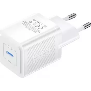 Vention FEPW0-EU 20W USB-C sieninis kroviklis išmaniesiems telefonams, planšetėms, išmaniesiems laikrodžiams, ausinėms, baltas