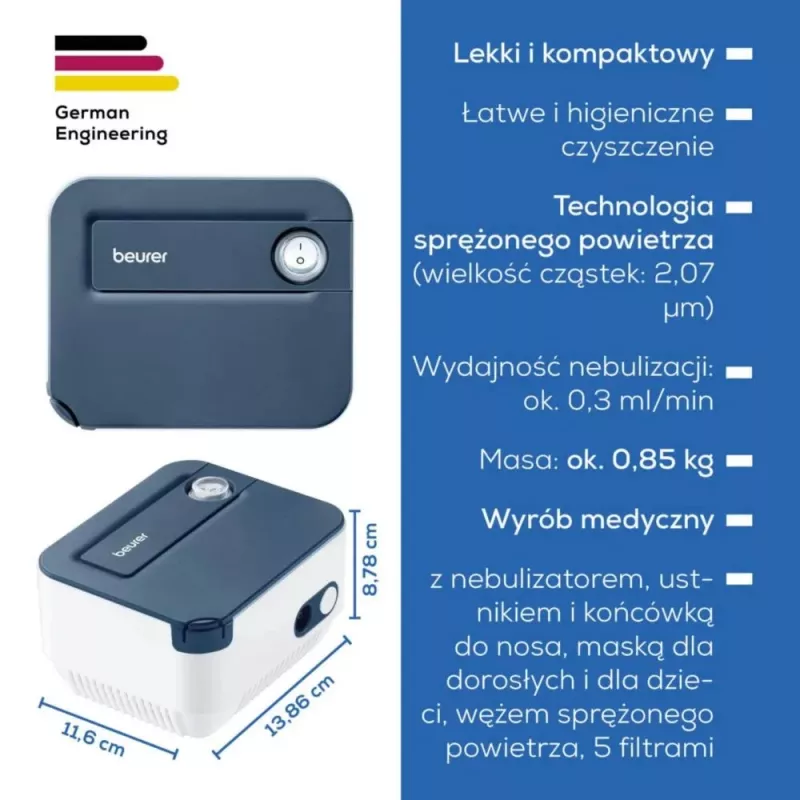 Nešiojamas inhaliatorius Beurer IH16 purkštuvas astmai ir kvėpavimo takų terapijai