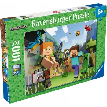 Dėlionė Ravensburger Puzzle XXL 100 dalių Minecraft – didelės detalės vaikams ir gerbėjams