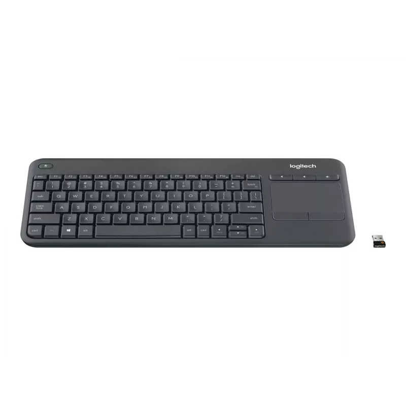 Belaidė klaviatūra su jutikliniu kilimėliu Logitech K400 Plus - 2.4 GHz - Čekiška - Juoda