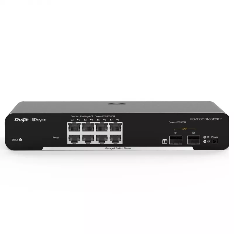 Ruijie Networks RG-NBS3100-8GT2SFP valdomas L2 tinklo jungiklis Gigabit Ethernet (10/100/1000) juodas