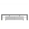 TV stovas Cama Meble TORO 200 — 2000×350×410 mm, pilkas viršus iš medžio drožlių plokštės, pilkas/baltas blizgesys