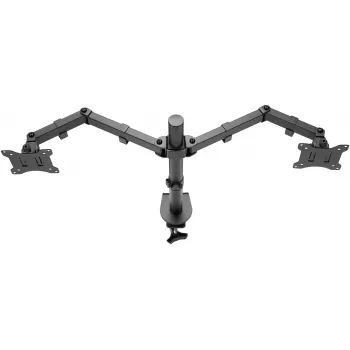 Goobay Monitor Arm Dual Flex – dviguba monitoriaus ranka 17–32 colių ekranams, stalinis laikiklis VESA 75 ir 100 mm, sukimas, pasukimas ir pakreipimas, aukščio reguliavimas, maksimali apkrova
