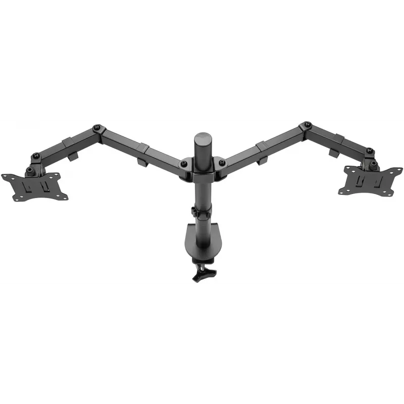 Goobay Monitor Arm Dual Flex – dviguba monitoriaus ranka 17–32 colių ekranams, stalinis laikiklis VESA 75 ir 100 mm, sukimas, pasukimas ir pakreipimas, aukščio reguliavimas, maksimali apkrova