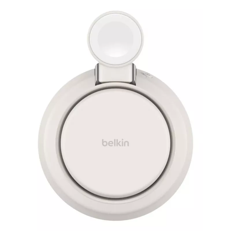 Belaidis USB įkroviklis Belkin Qi2 WIZ040KQSD — 25 W, USB maitinimas, 1,5 m laidas, baltas, išmaniesiems telefonams, išmaniesiems laikrodžiams, ausinėms, sporto apyrankėms