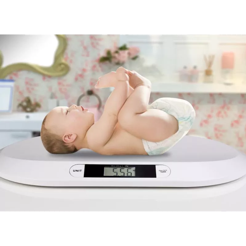 Elektrinės kūdikių svarstyklės ESPERANZA EBS019 – talpa 0,03–20 kg, padala 0,01 kg, didelis LCD ekranas 60×25 mm, balta