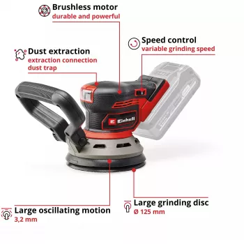 EINHELL TP‑RS 18/32 Li BL Solo belaidis orbitinis grindų šlifuoklis, 24 000 sūkių/min, 1,11 kg