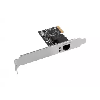 Vidinė Ethernet tinklo plokštė LANBERG PCE-1GB-201, PCI Express, 1× RJ-45 Gigabit (1000 Mbit/s), juoda