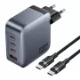 Vienos maitinimo įkroviklis Vention TZ-FETH0-EU 3× USB-C + 1× USB-A 100W, PD iki 30W vienam C, įėjimas 100–240V