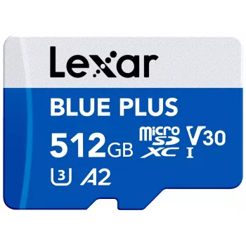 Lexar BLUE PLUS 512 GB MicroSDXC atminties kortelė, UHS-I, skaitymo greitis 170 MB/s, U3/V30