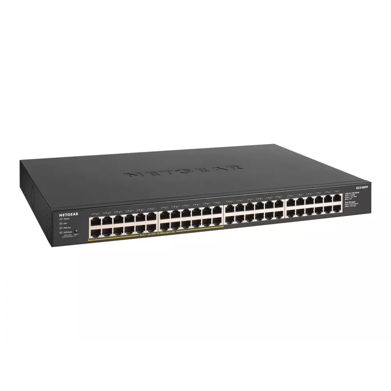 NETGEAR GS348PP nevaldomas Gigabit Ethernet (10/100/1000) jungiklis su PoE, juodas