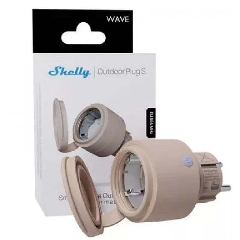 Išmanusis lauko kištukas Shelly Wave WiFi valdymas IP44 – 230V, 12A, 2500W, SmartStart, OTA, LED